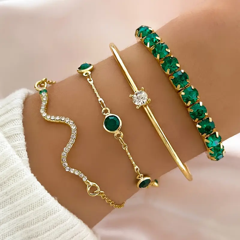 Vintage Grün Zirkonia Armband Set