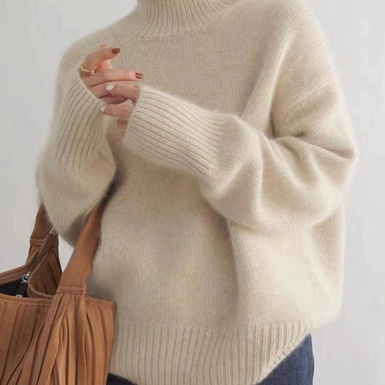 Weicher Rollkragenpullover Damen aus Kaschmir