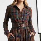 Damen Hemdblusenkleid mit Karomuster