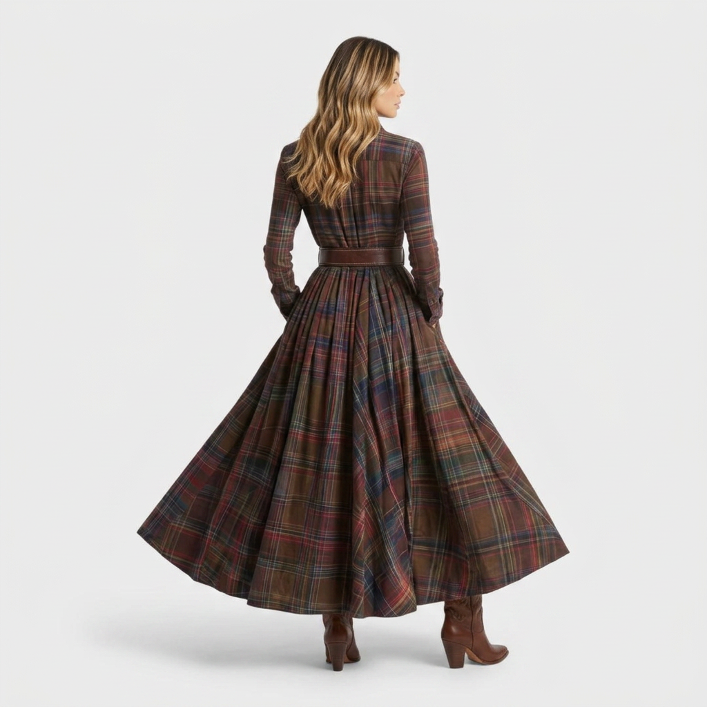 Damen Hemdblusenkleid mit Karomuster