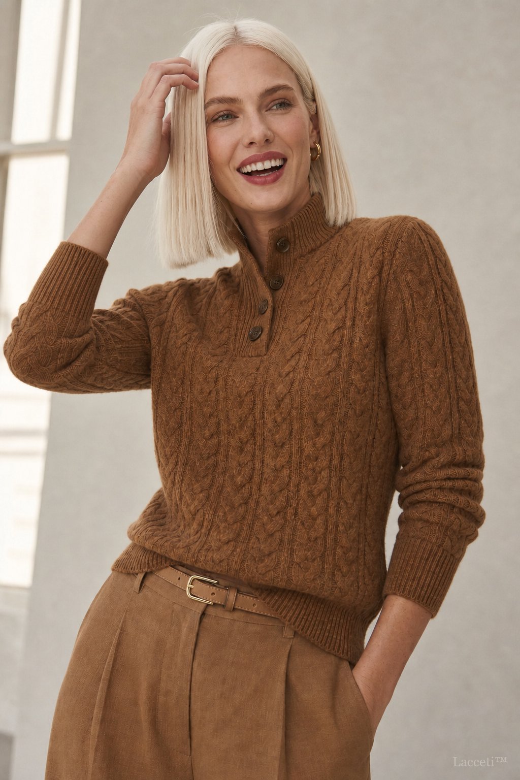 Strickpullover Damen mit Knopfleiste