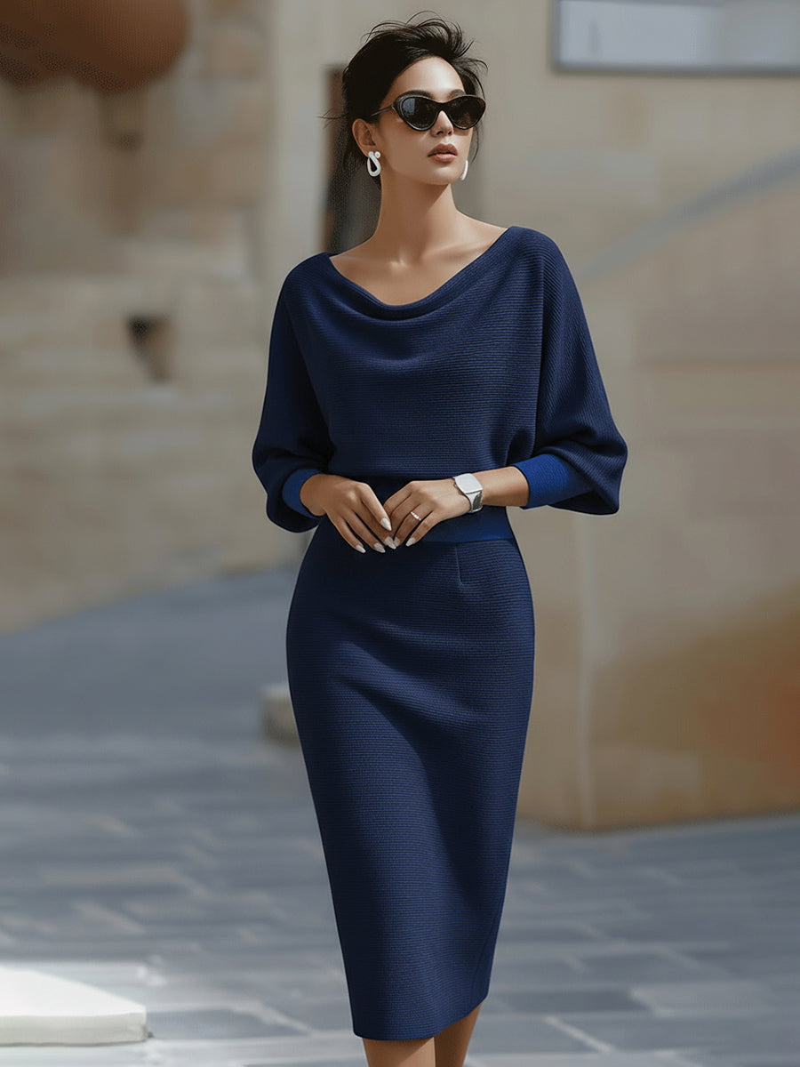 Lena | Midikleid Damen mit Fledermausärmeln