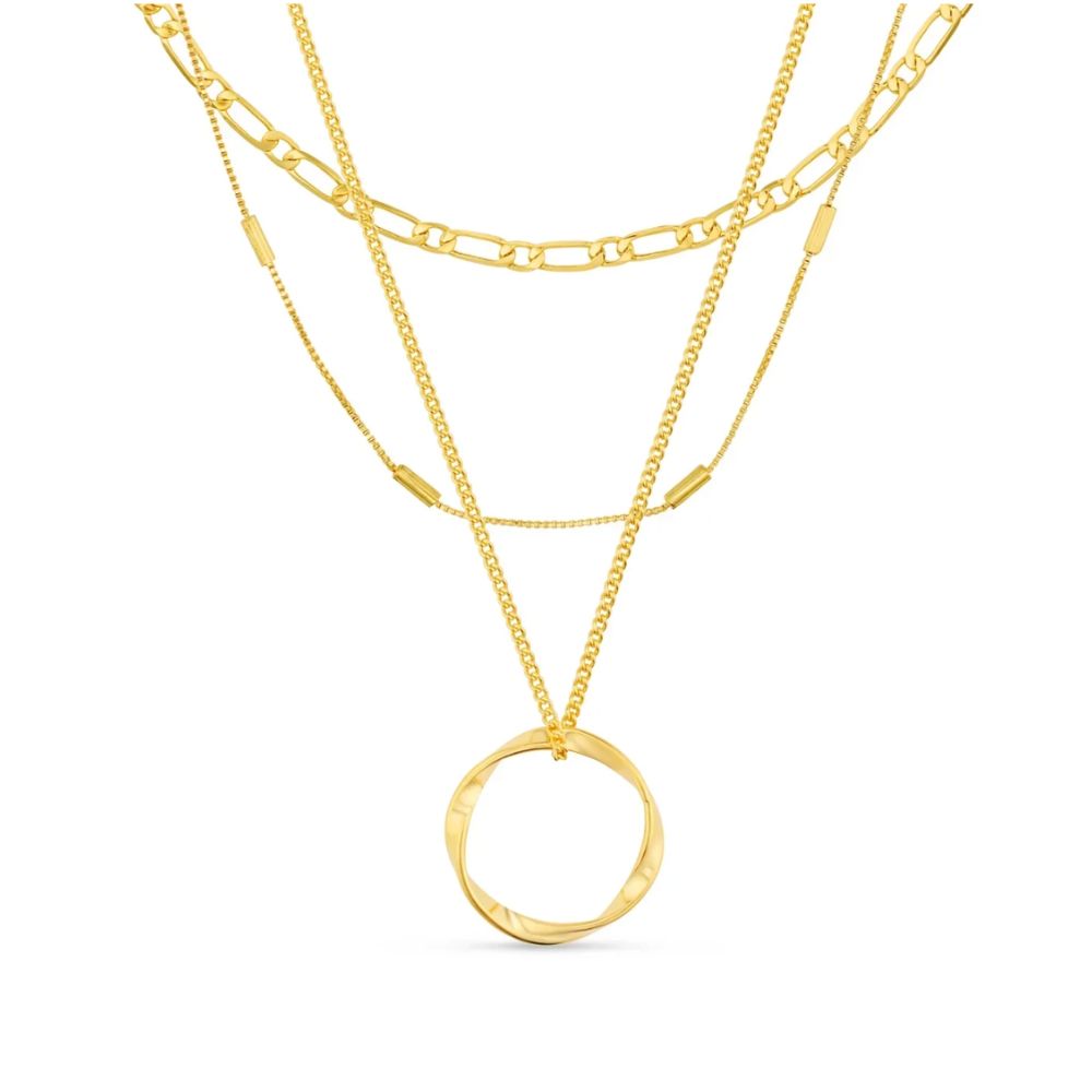 Klassische Dreireihige Goldene Halskette