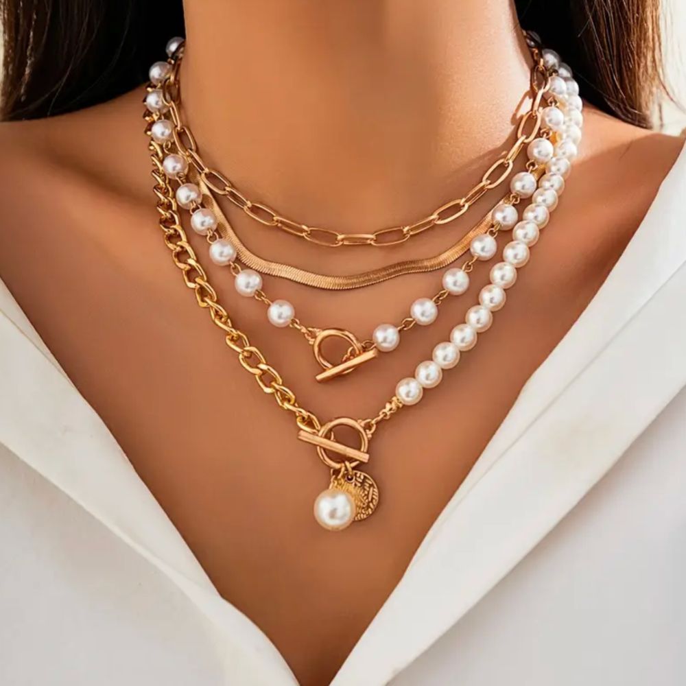 Vintage Perlen & Schlangen Kette Halskette Set