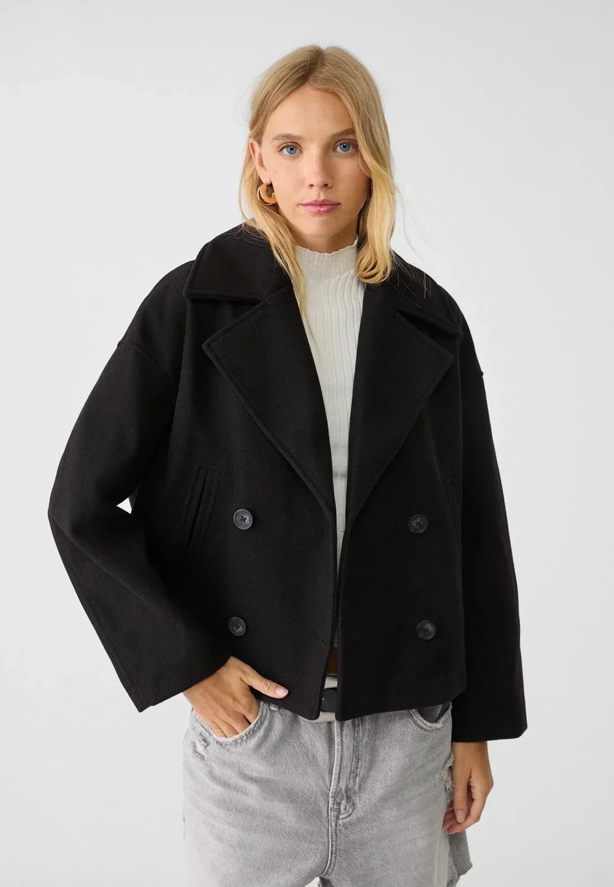 Damen Kurze Jacke Zweireihig