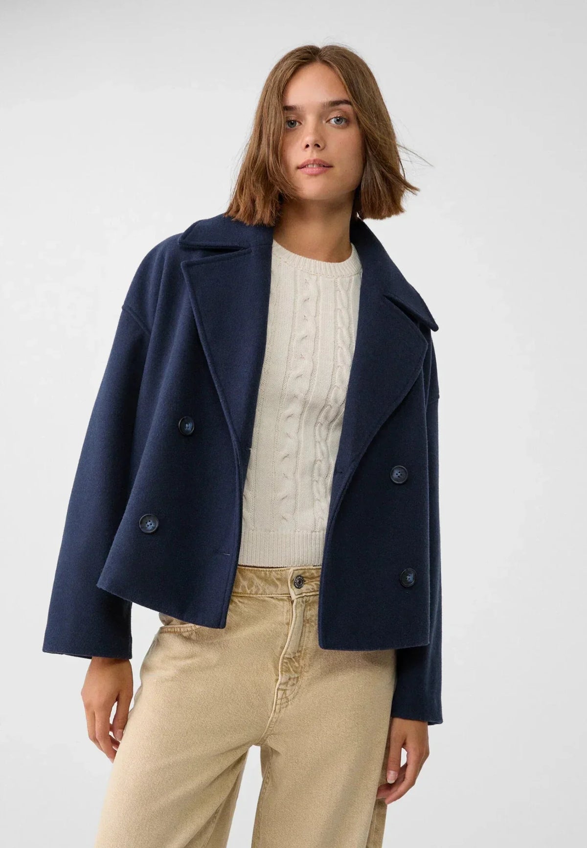 Damen Kurze Jacke Zweireihig