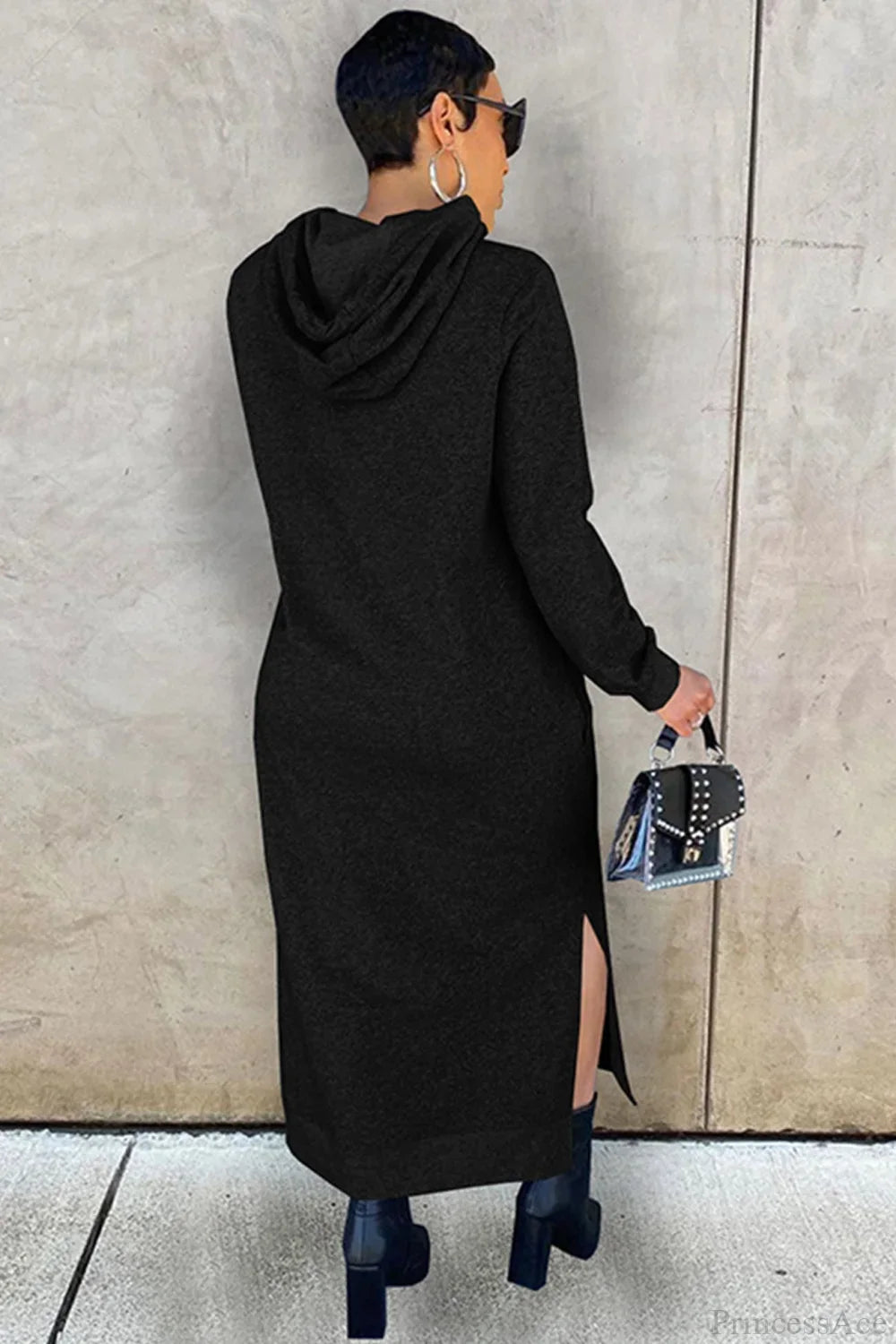 Weiches Hoodiekleid Damen mit Seitenschlitz