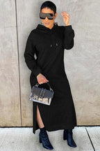 Weiches Hoodiekleid Damen mit Seitenschlitz