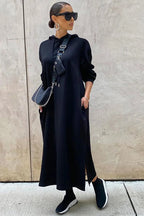 Weiches Hoodiekleid Damen mit Seitenschlitz