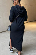 Weiches Hoodiekleid Damen mit Seitenschlitz