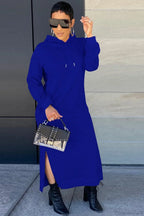Weiches Hoodiekleid Damen mit Seitenschlitz