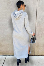 Weiches Hoodiekleid Damen mit Seitenschlitz