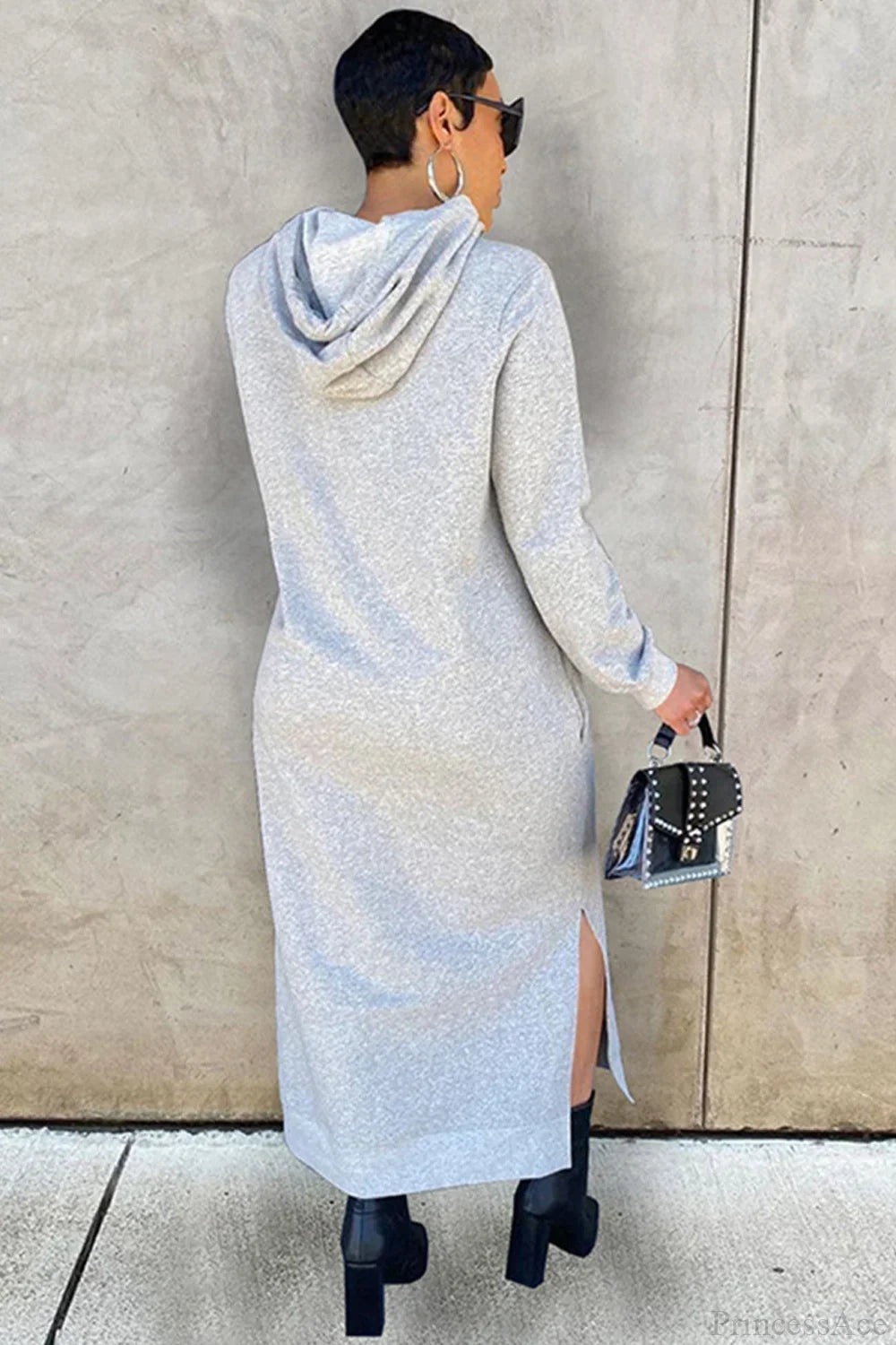 Weiches Hoodiekleid Damen mit Seitenschlitz