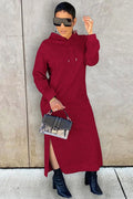Weiches Hoodiekleid Damen mit Seitenschlitz