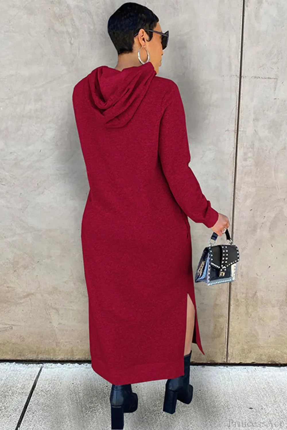 Weiches Hoodiekleid Damen mit Seitenschlitz
