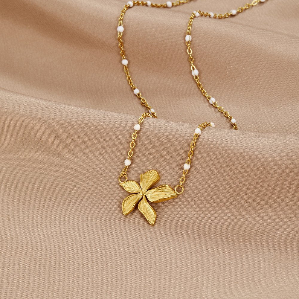 Elegante Goldblumen Halskette