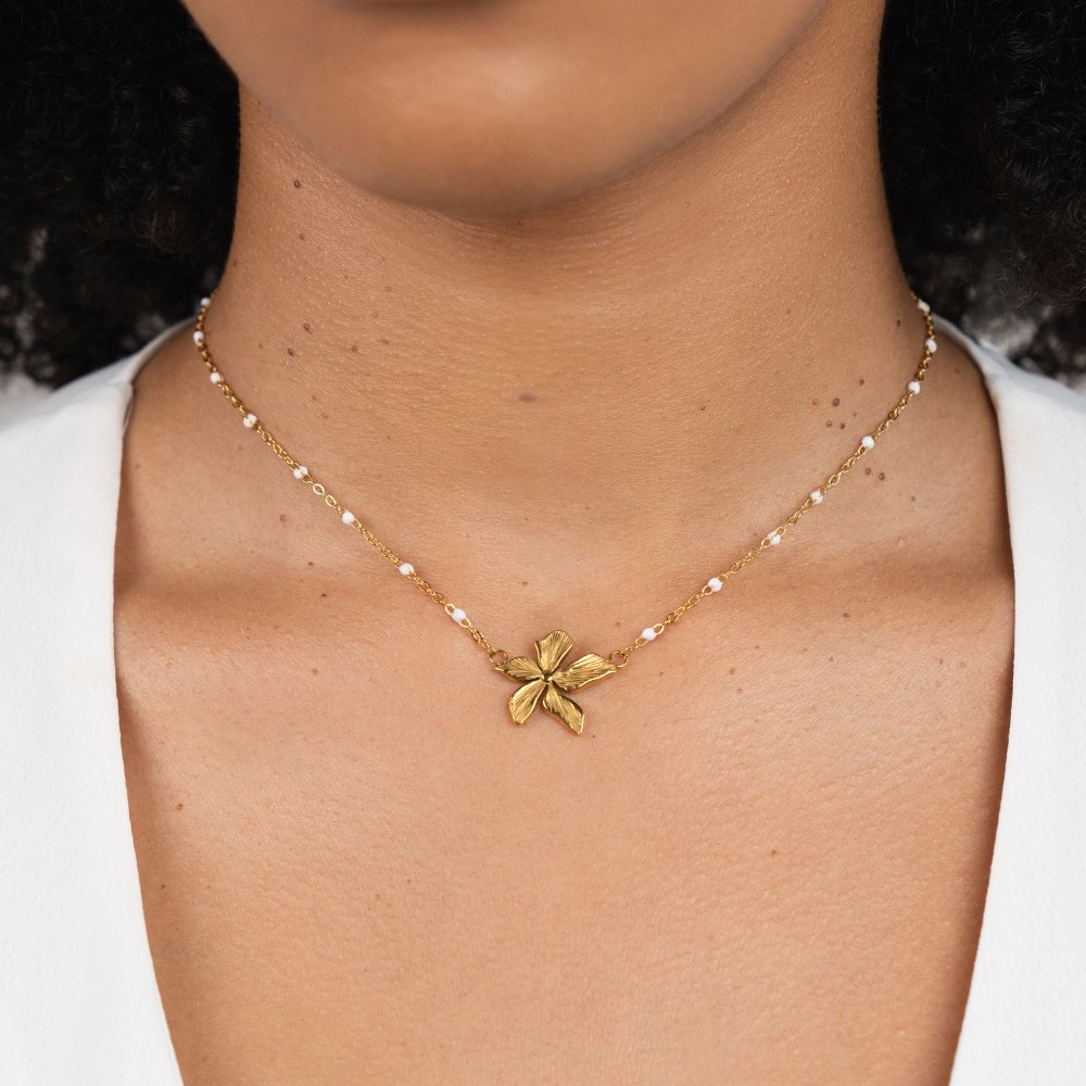 Elegante Goldblumen Halskette
