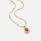Elegante Gold Halskette mit Tigerauge Stein