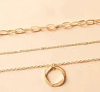 Klassische Goldene Lagen Halskette mit Anhänger Design