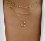 Klassische Goldene Lagen Halskette mit Anhänger Design